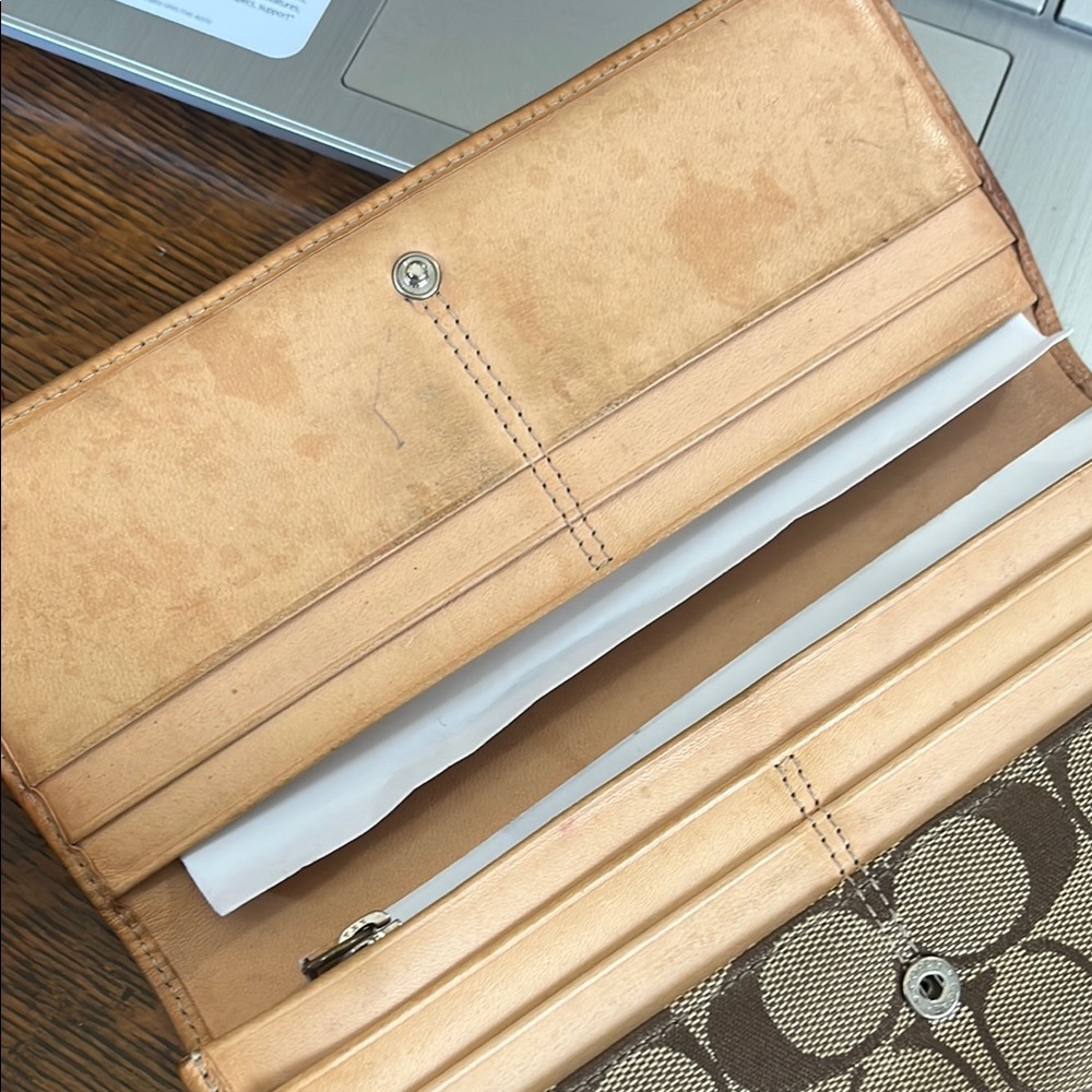 Coach Signature Canvas Wallet in Brown and Tan - Picture 6 of 9